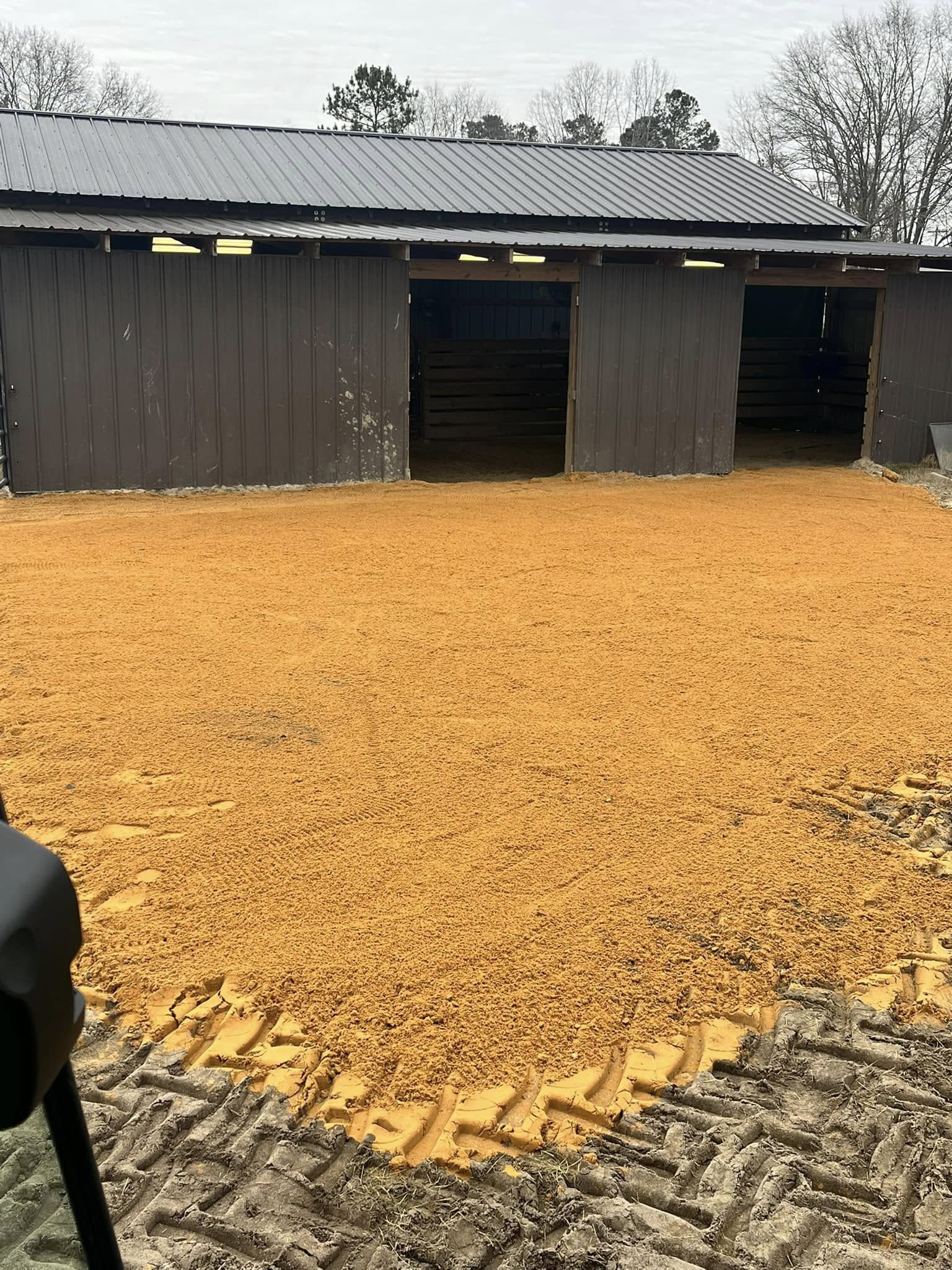 Prepared ground outside a barn